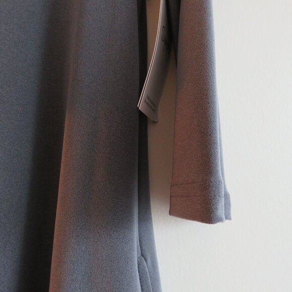 SYMPLI Trapeze Tunic 3/4 Sleeve Stretch Lagenlook in Melange Gunmetal US 4 NWT - Picture 5 of 14